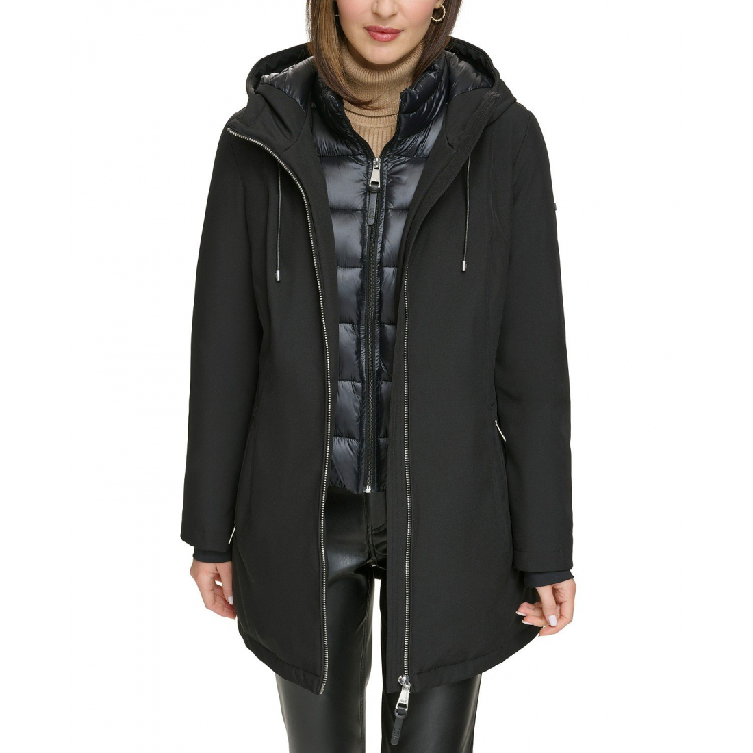 Manteau matelassé 'Hooded Bibbed Zip-Front Puffer Coat' pour Femmes