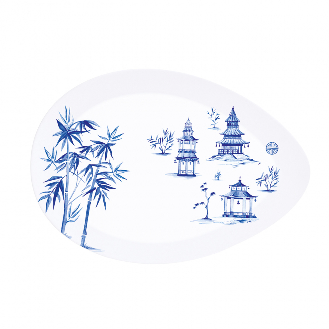 Servierplatte Aus Porzellan, 36 x 25 cm, In Farbbox Pagoda