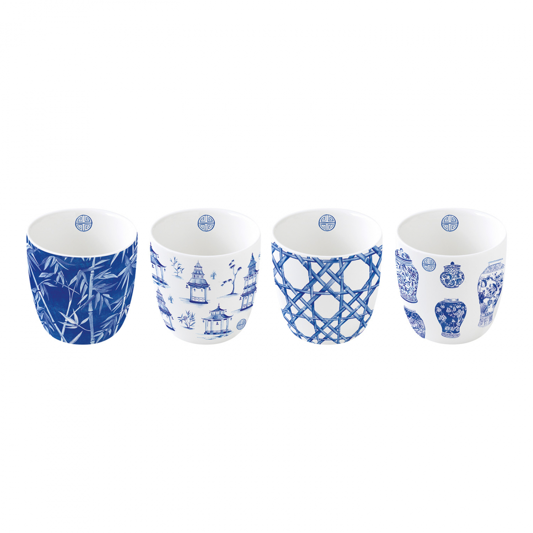 Set Mit 4 Verschiedenen Porzellan-Teetassen (160 ml) In Farbiger Schachtel Pagoda