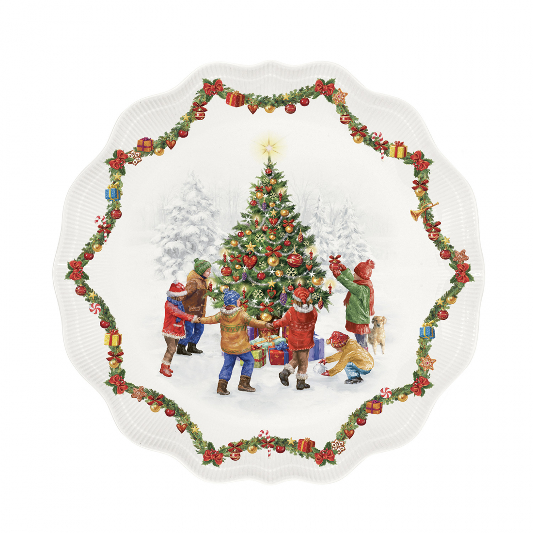 Servierplatte Aus Schweinefleisch, Ø 32 cm, In Farbbox, Weihnachtstanz