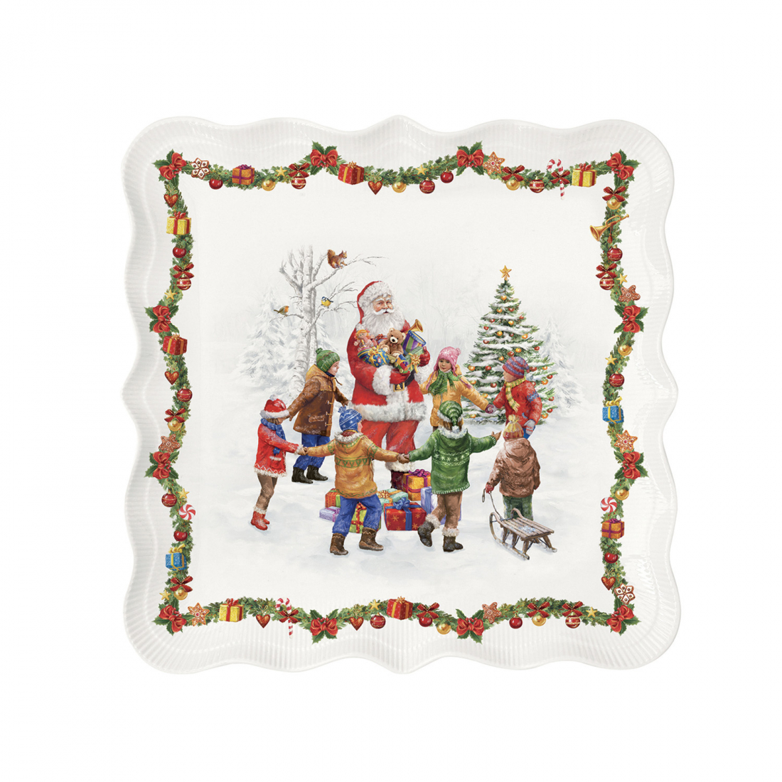 Servierplatte Aus Schweinefleisch, 30 x 29,5 cm, In Farbbox, Weihnachtstanz