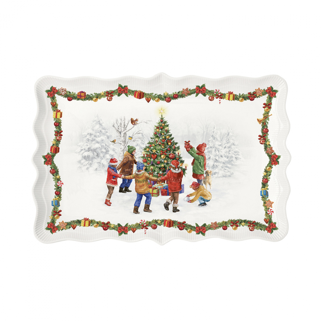 Servierplatte Aus Schweinefleisch, 35 x 23,5 cm, In Farbbox, Weihnachtstanz