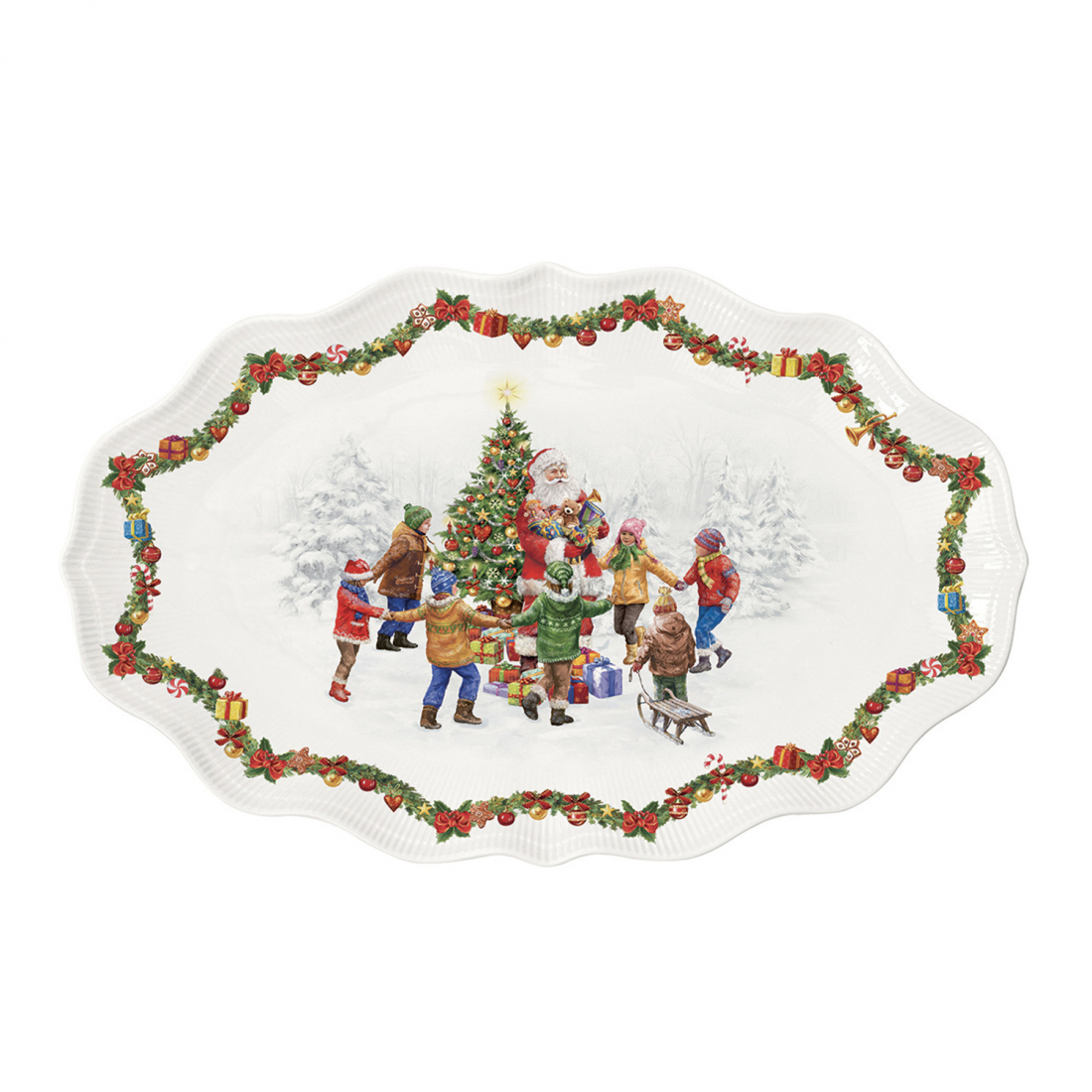 Servierplatte Aus Schweinefleisch, 40 x 25,5 cm, In Farbbox, Weihnachtstanz