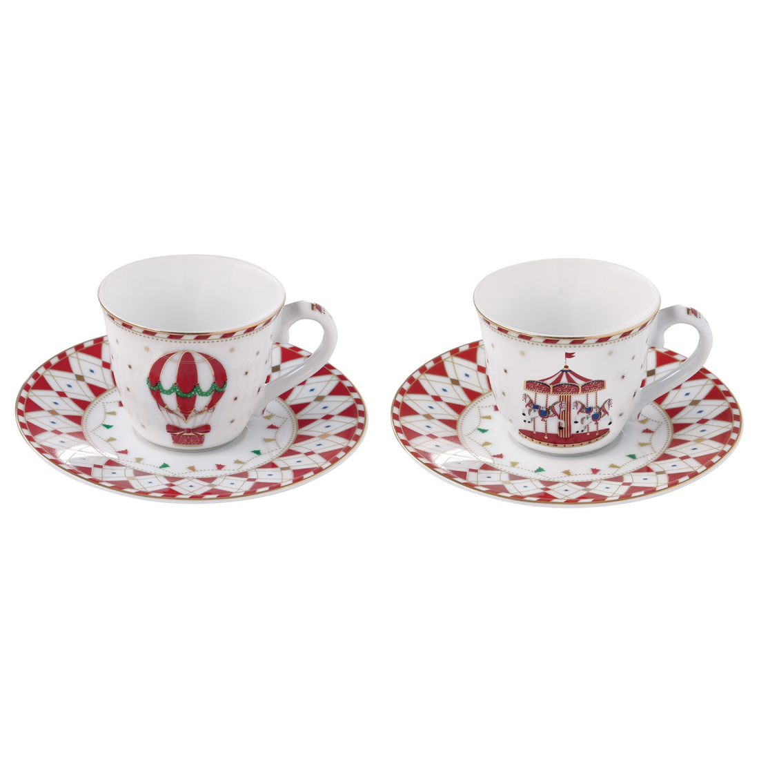 Set Aus 2 Kaffeetassen Mit Untertasse 80 ml Christmas Wunderland
