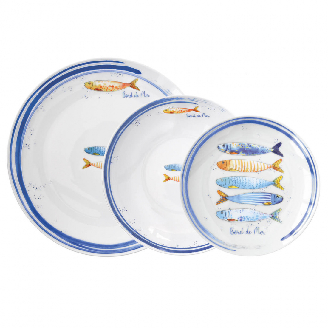 Set 18 Pcs (6Xdinner-Soup-Side) In Single White Box Bord De Mer