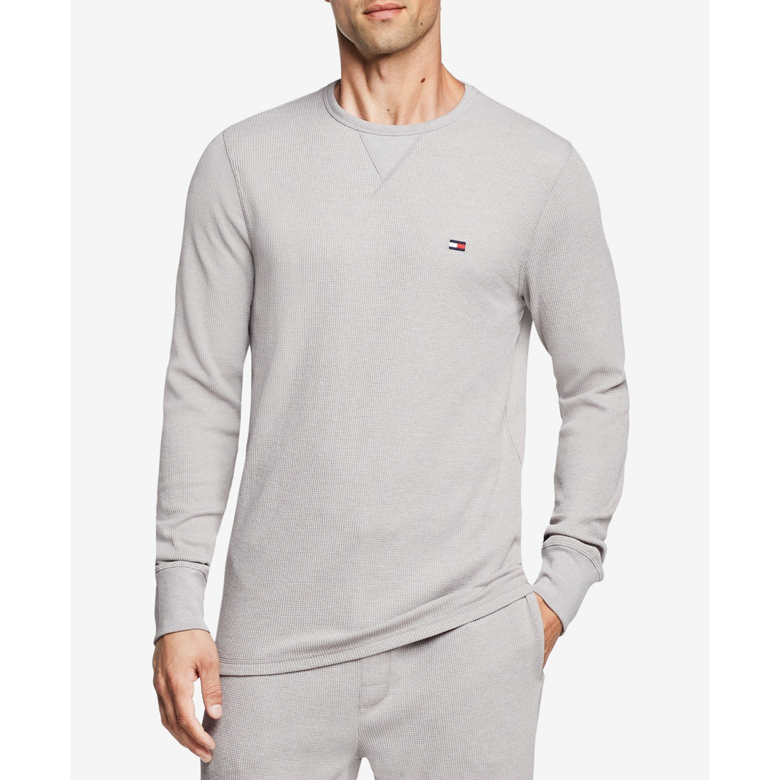 'Waffle-Knit Long-Sleeve Crewneck Thermal Top' pour Hommes