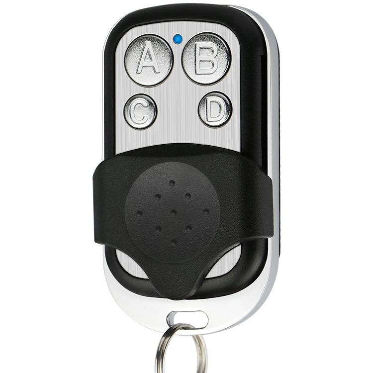 Universal wireless remote control for garage doors with 4 transmitter buttons