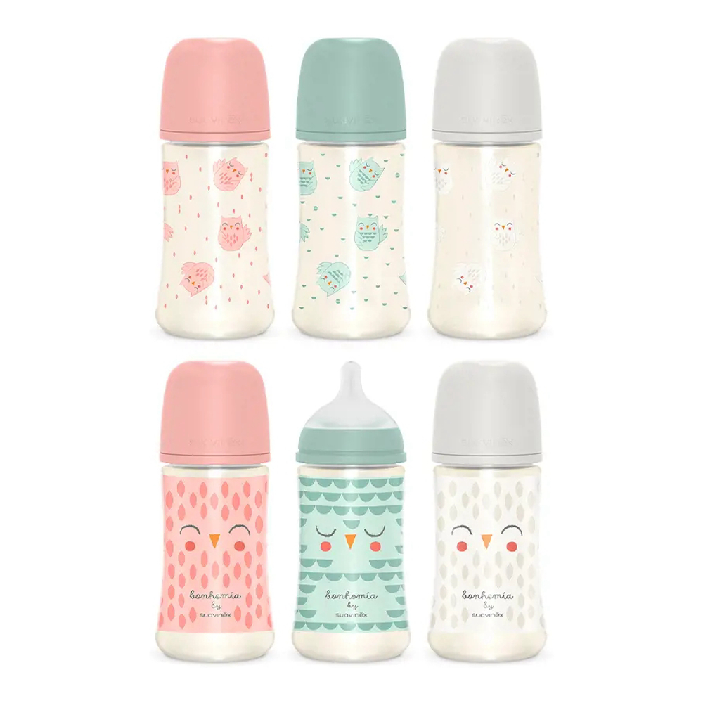 Biberon 'Wide Nech Premium Silicone Teat +0M' - 270 ml, 3 Pièces