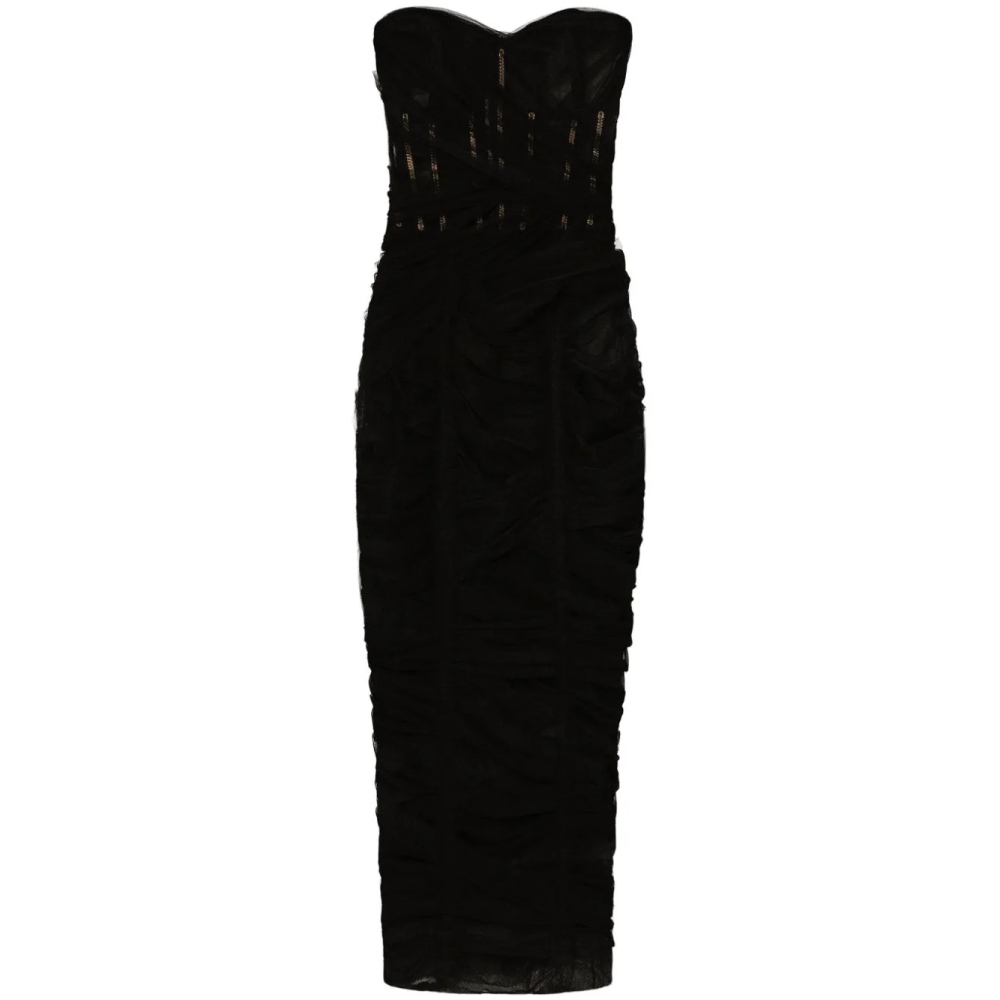 Robe Midi 'Draped Corset' pour Femmes