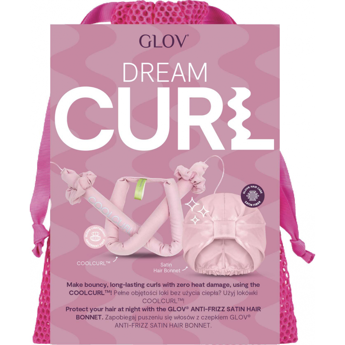 Dream Curl Set | Coolcurl™ Hitzefreier Lockenwickler Und Die Anti-Frizz Satin Schlafhaube | Pink