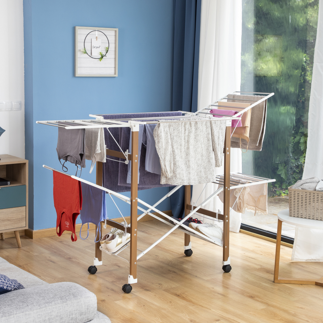 Folding Vertical Clothes Dryer with Wheels Dreeyl 38 Bars