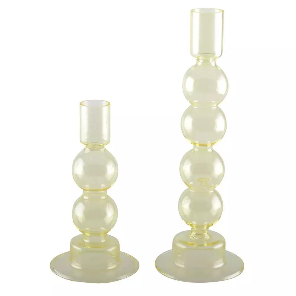 Yellow Bubbly Candle Holders