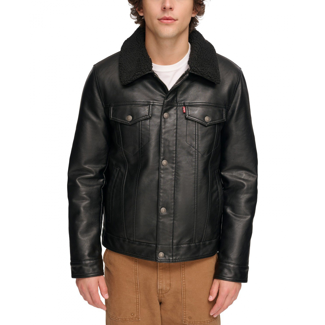Veste 'Sherpa-Trim Faux-Leather' pour Hommes
