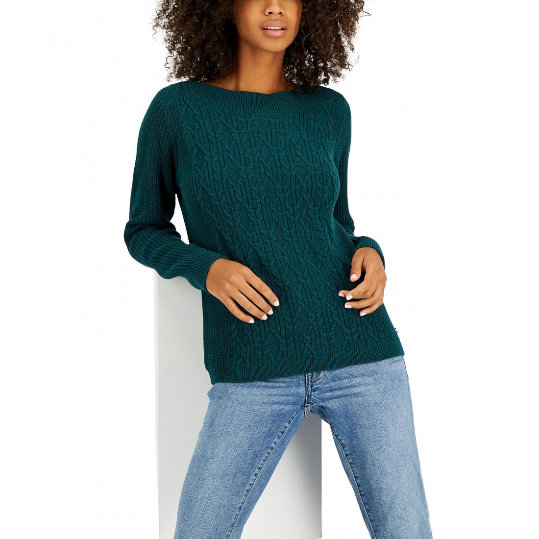 Pull 'Boat-Neck Cable Knit Cate' pour Femmes