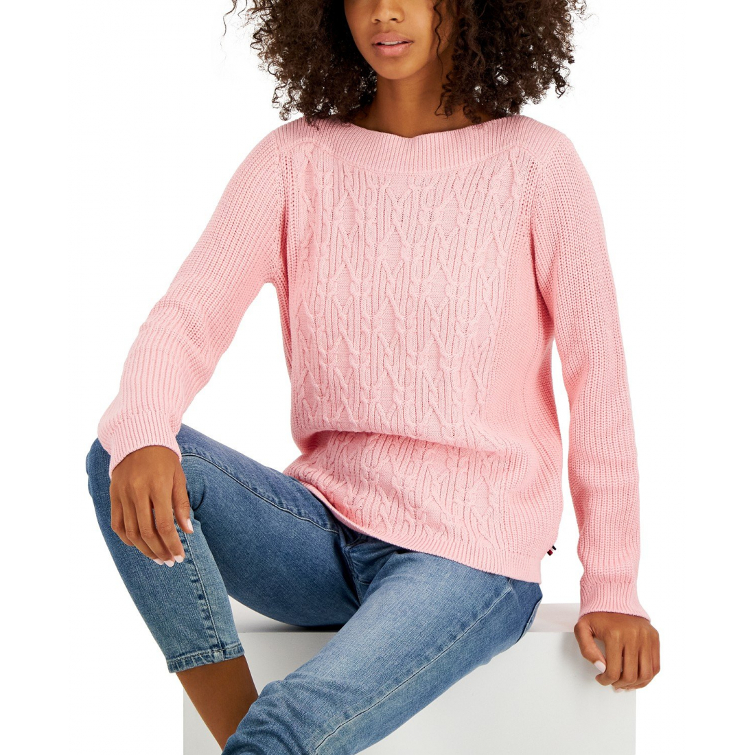 Pull 'Boat-Neck Cable Knit Cate' pour Femmes
