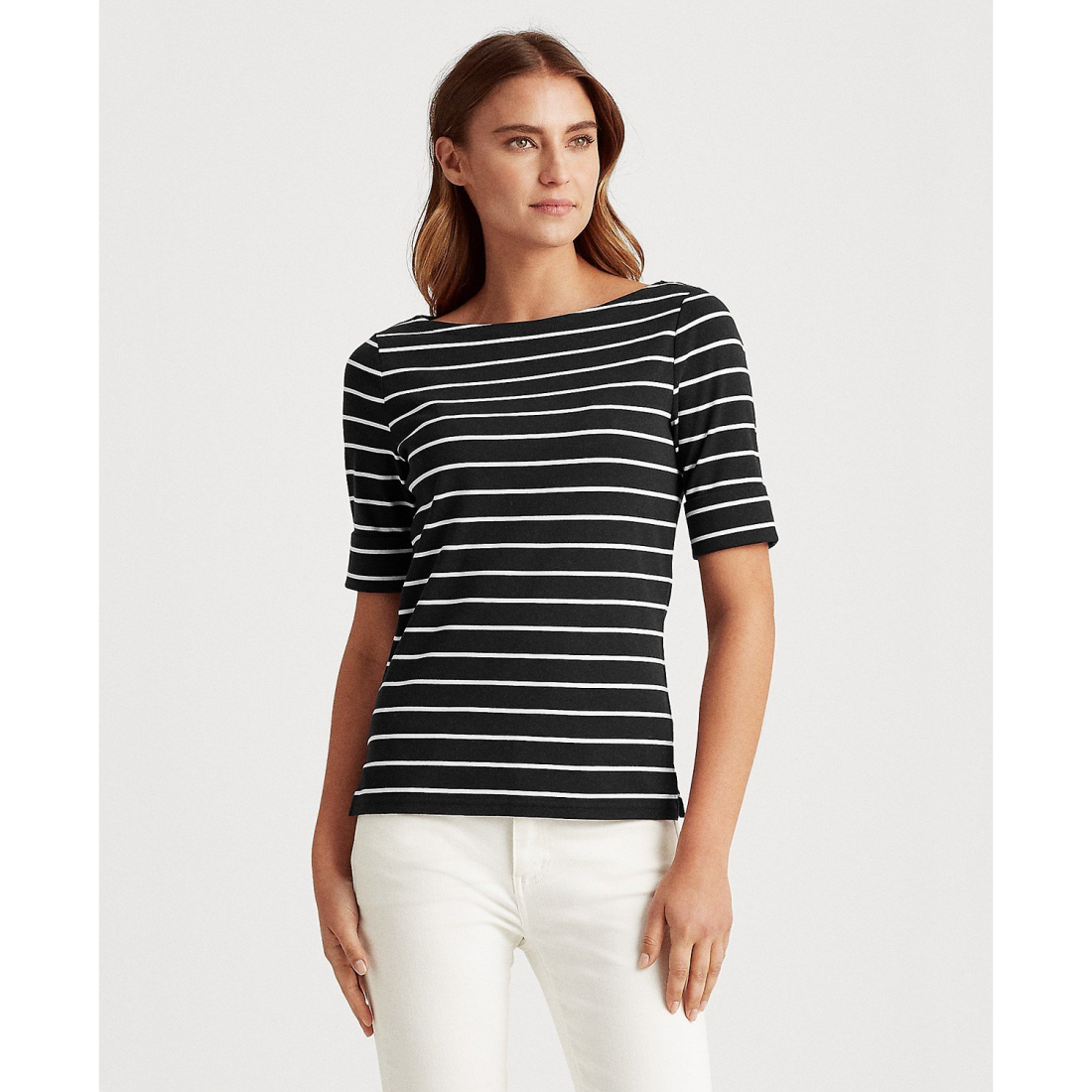 'Striped Boatneck Top' pour Femmes