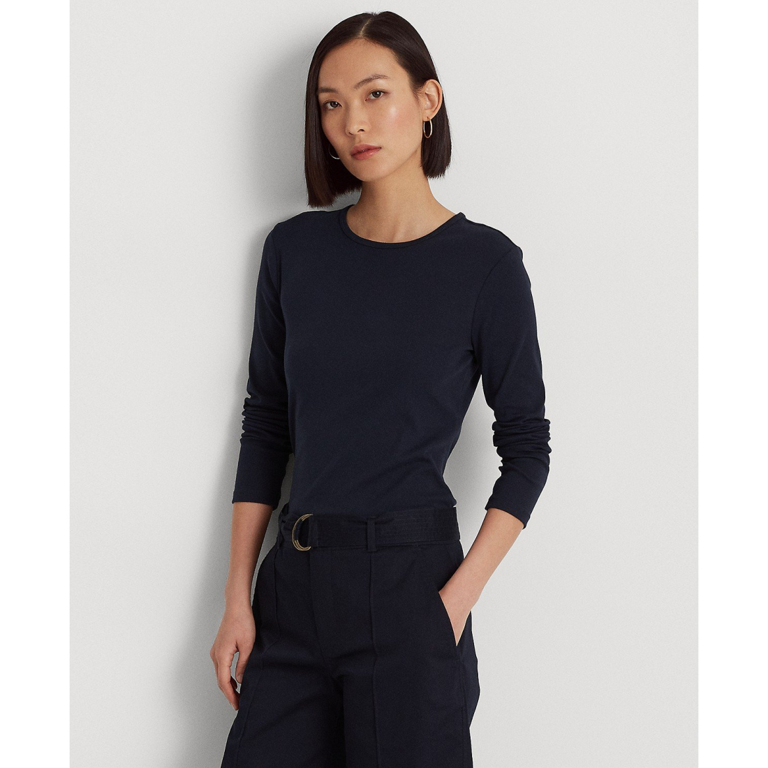 'Cotton-Blend Long-Sleeve Top' pour Femmes
