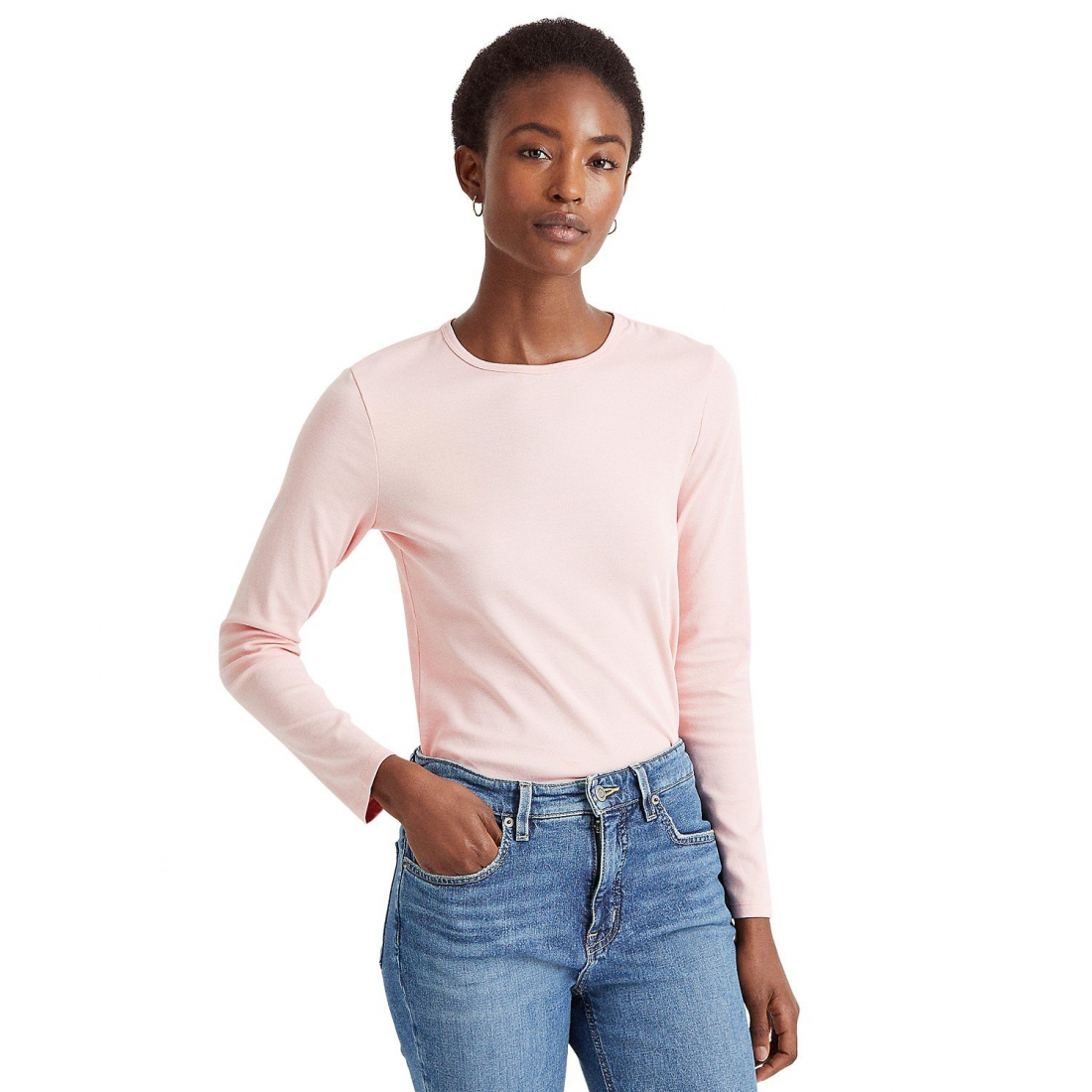 'Cotton-Blend Long-Sleeve Top' pour Femmes