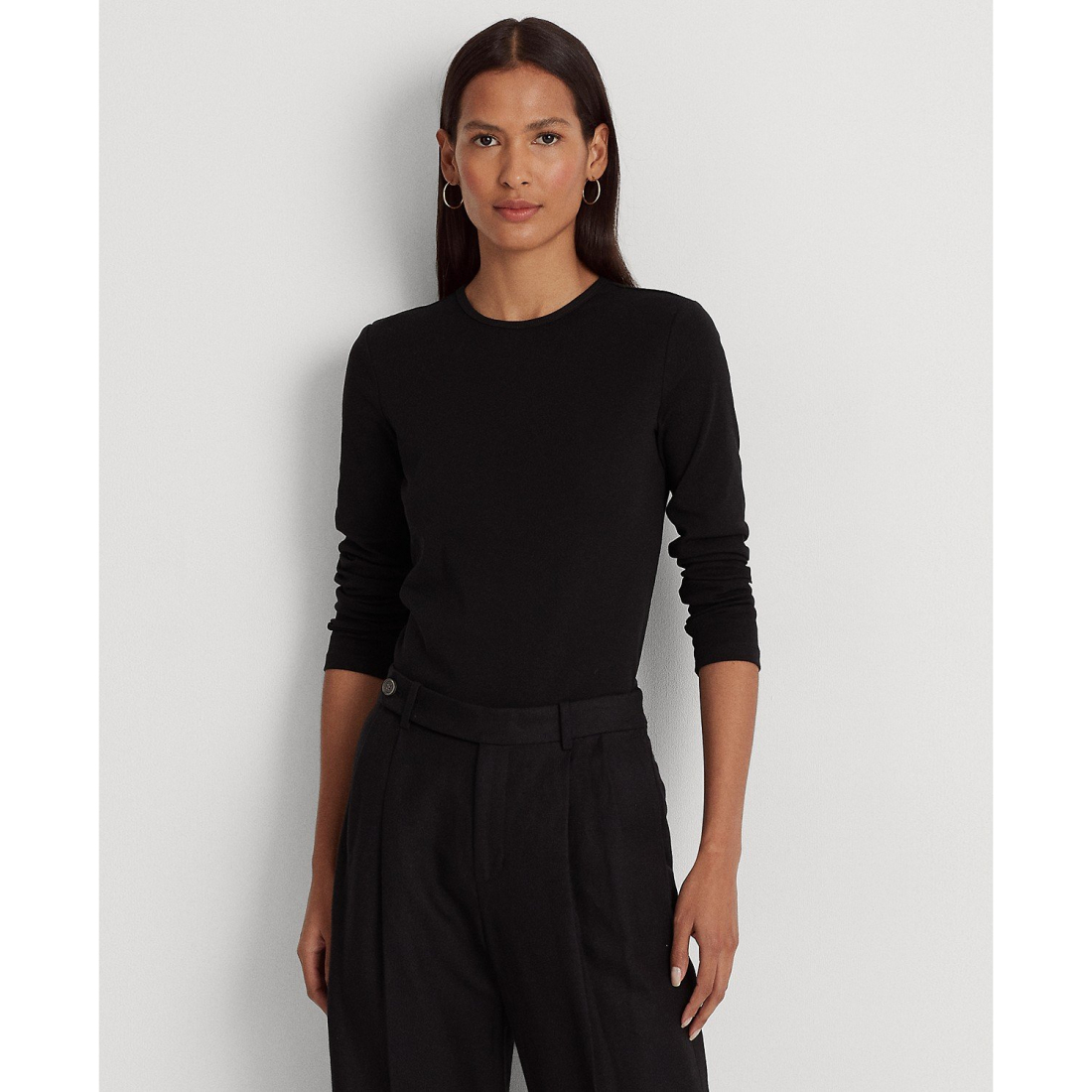 'Cotton-Blend Long-Sleeve Top' pour Femmes
