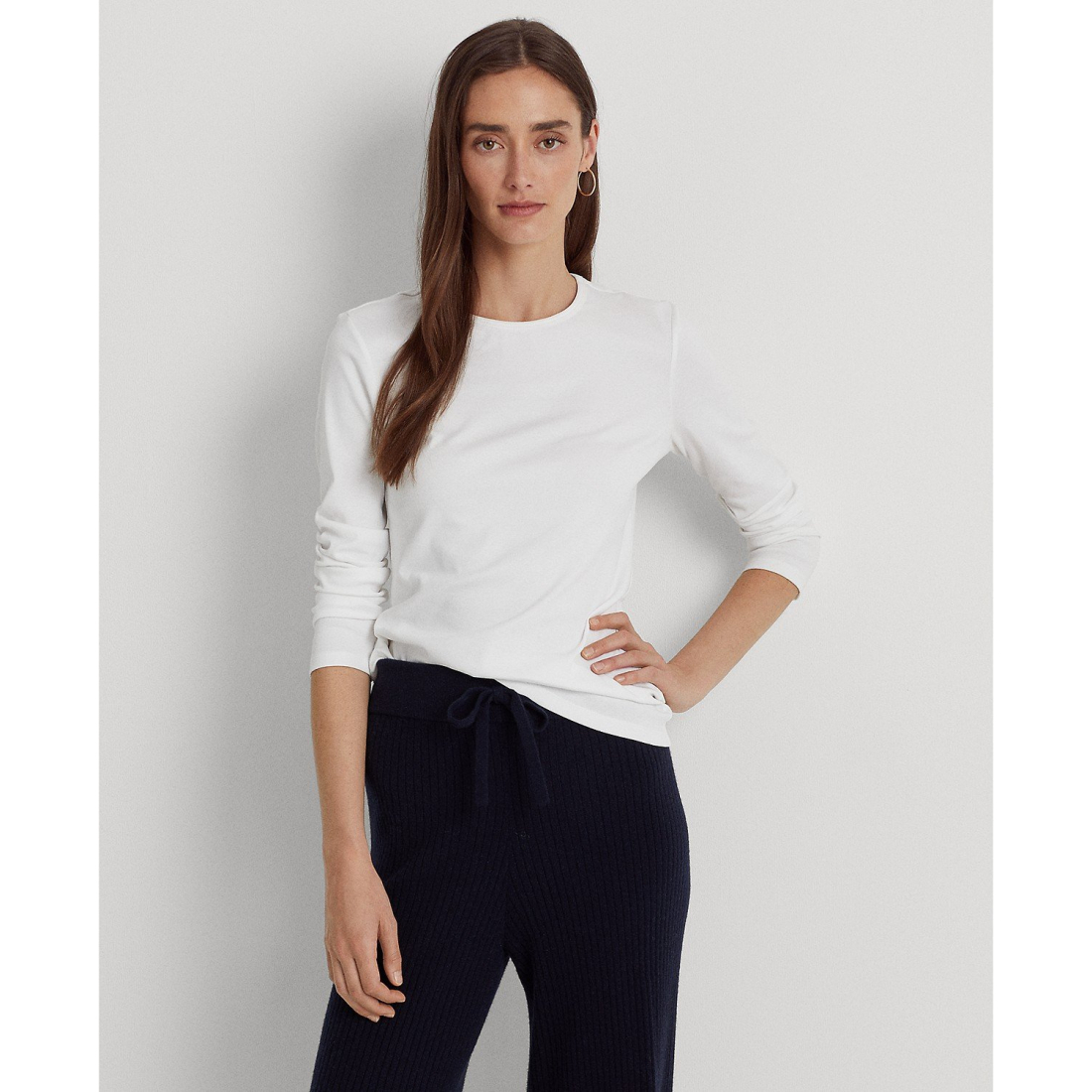 'Cotton-Blend Long-Sleeve Top' pour Femmes