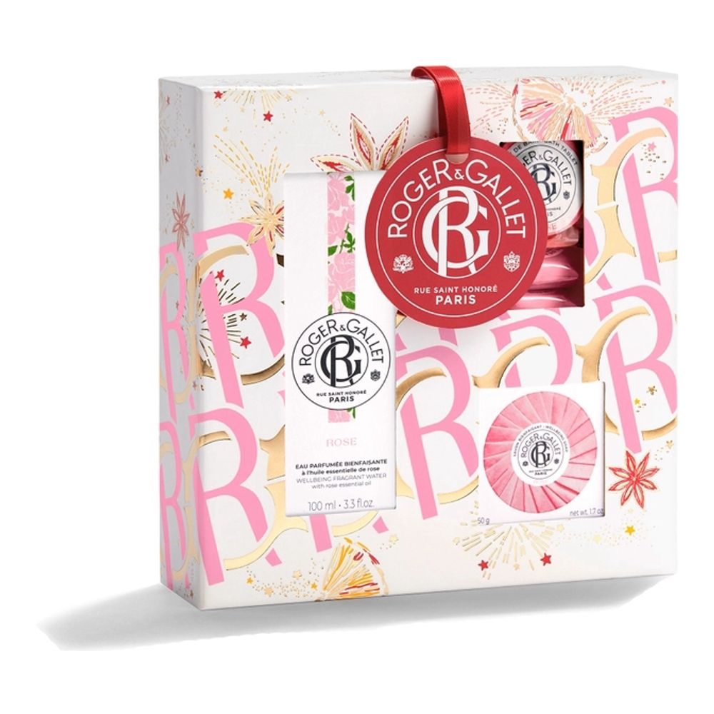 Ensemble de soins du corps 'Rose Soothing Scented Water Xmas' - 5 Pièces