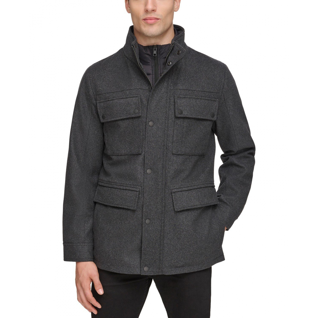 Men's 'Water-Repellent with Zip-Out Quilted Bib' Puffer Jacket