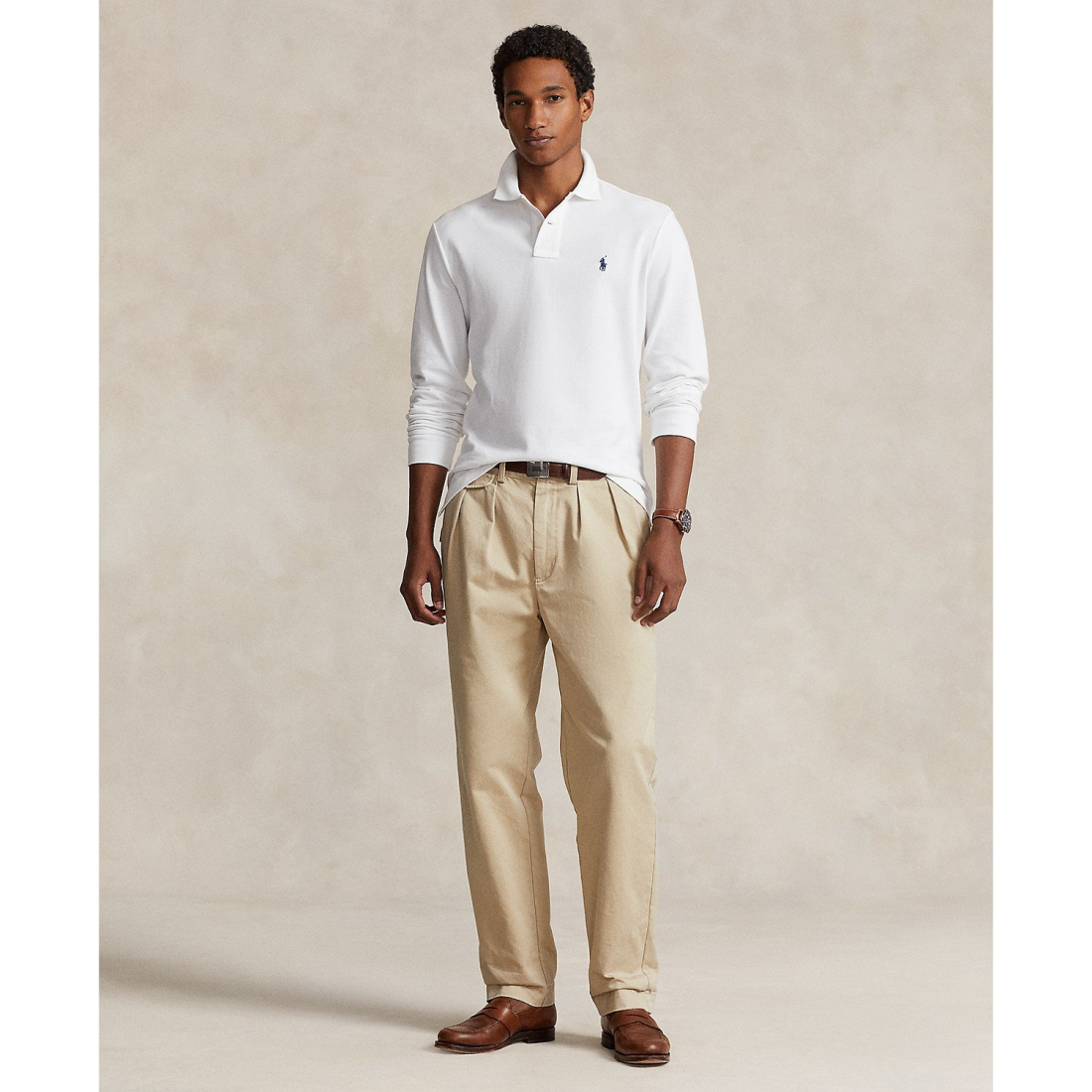 'Classic Fit Long Sleeve Mesh Polo' pour Hommes