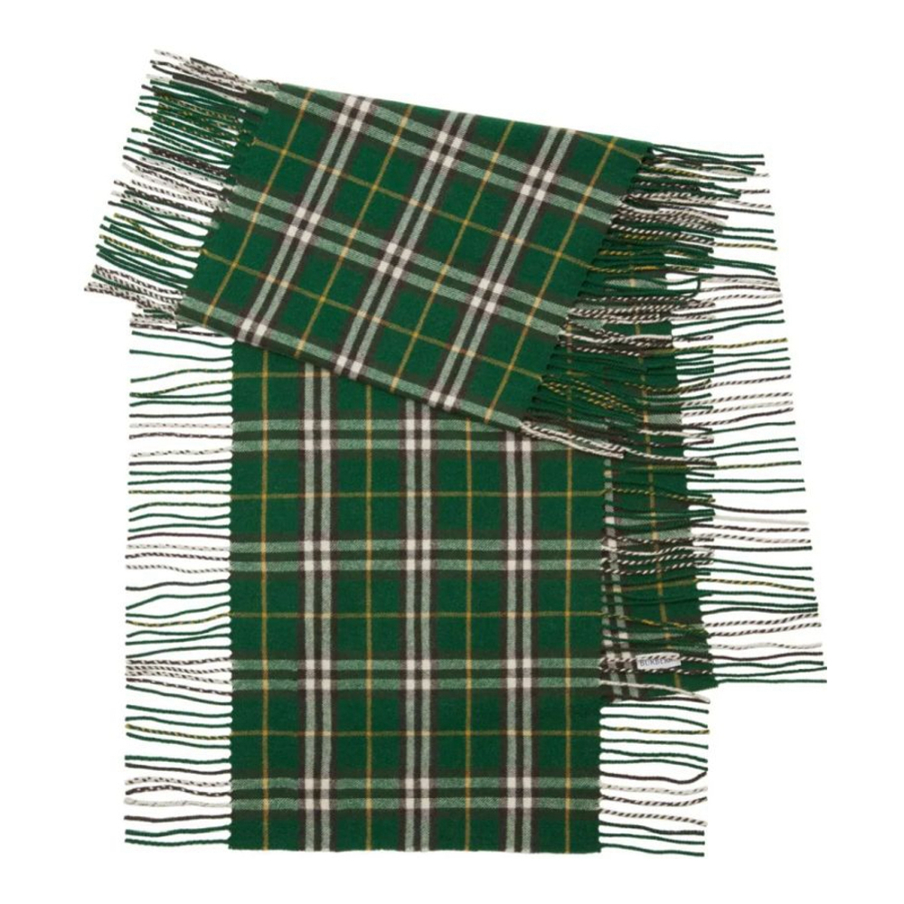 'Checked Fringed' Wool Scarf