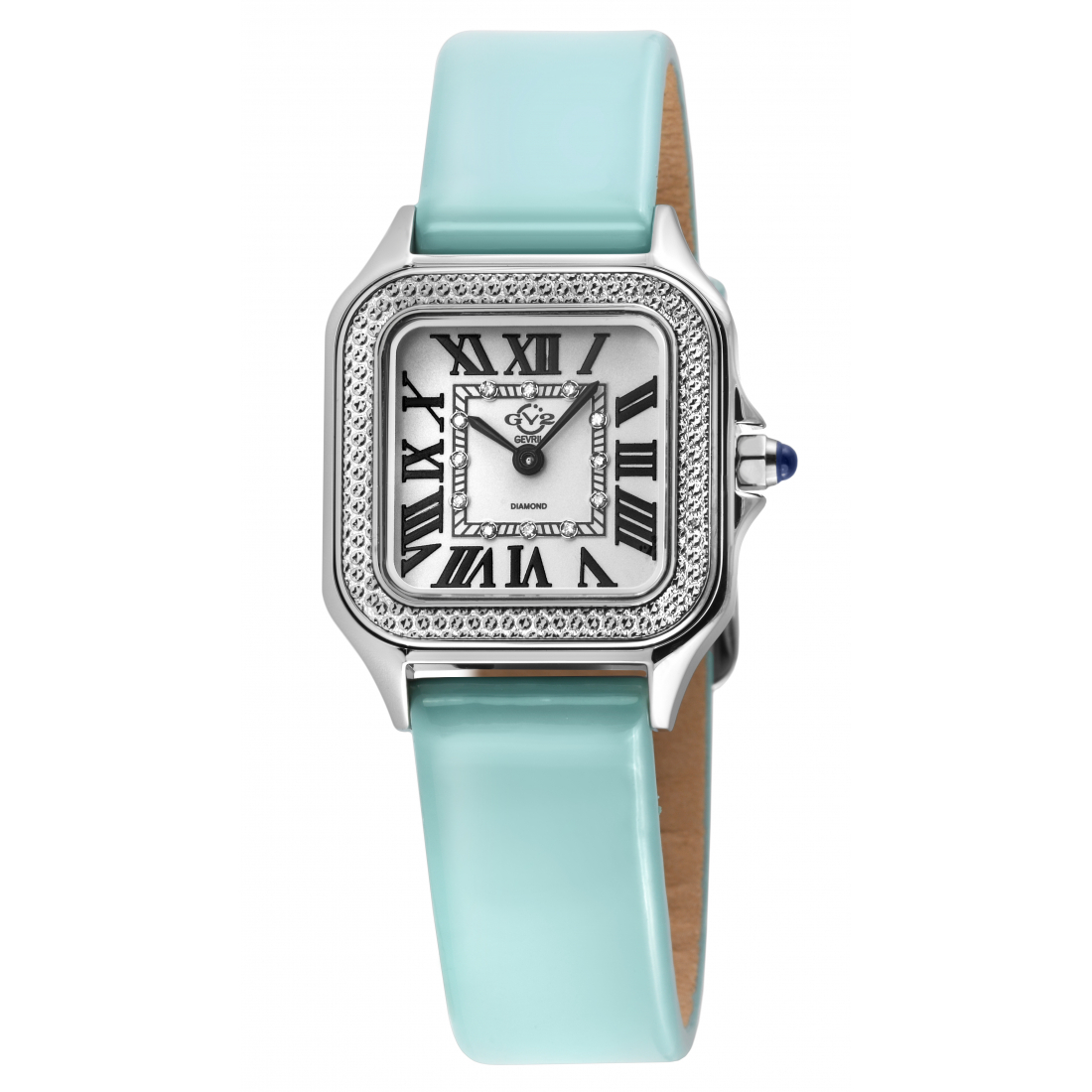 Gv2 Milan Women's Silver Dial Bright Exquisite Turquoise Leather Strap Watch