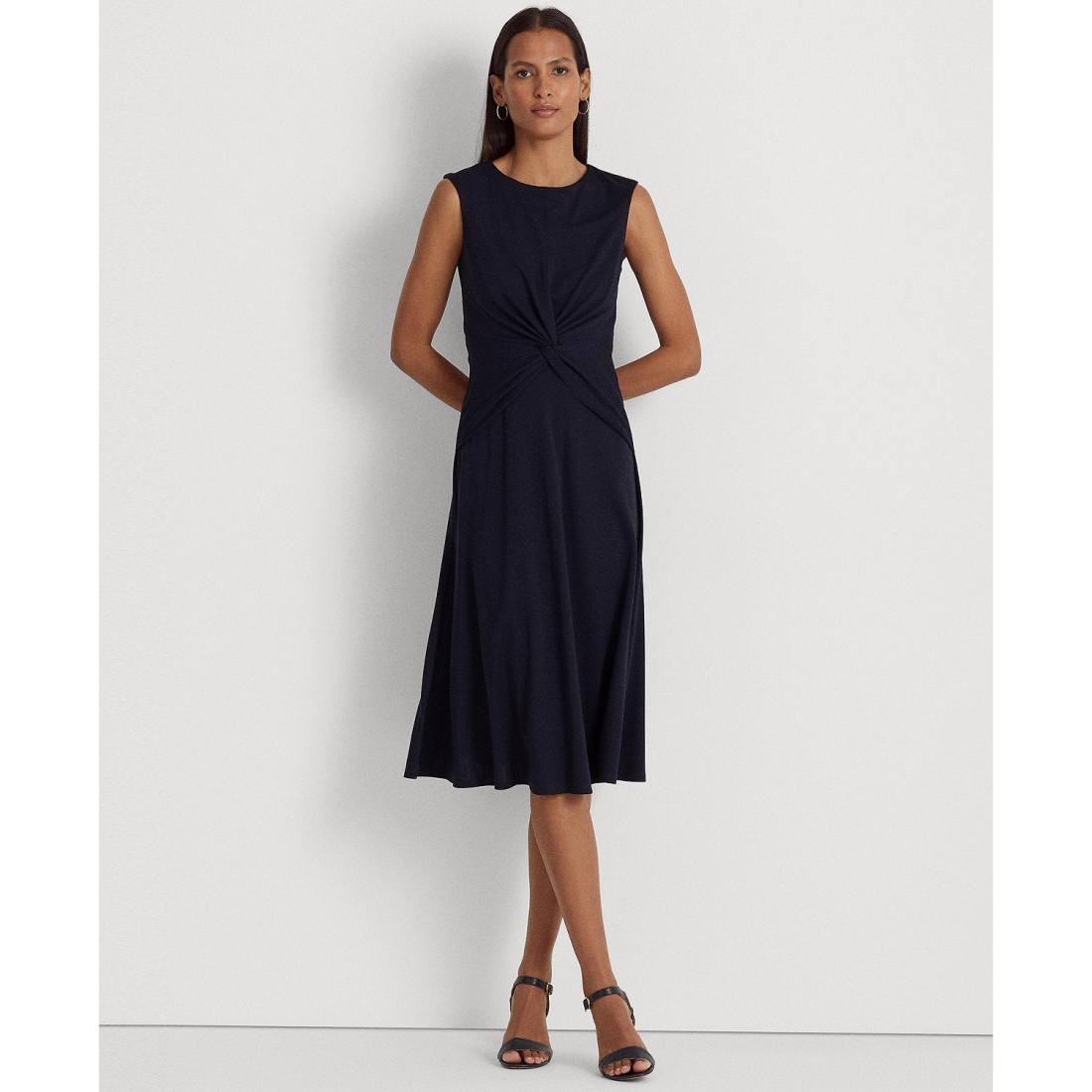 'Twist-Front Cap-Sleeve Stretch Jersey Dress' pour Femmes