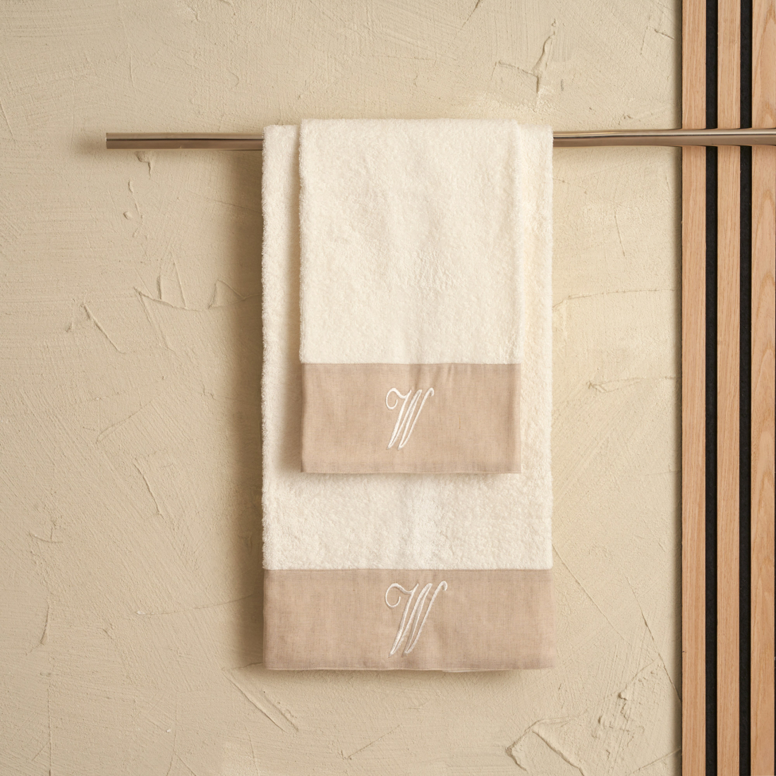 ZAHRA hand and guest terry towel set with monogram embroidery, W