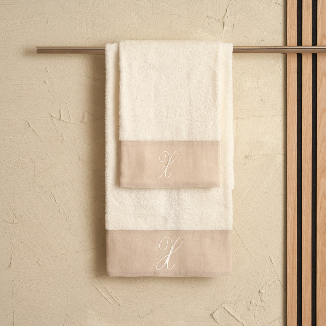ZAHRA hand and guest terry towel set with monogram embroidery, X