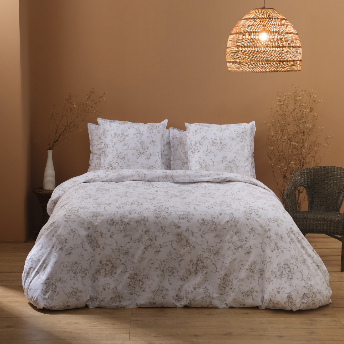 Ensemble Housse De Couette Lit King Size Marron Amelia