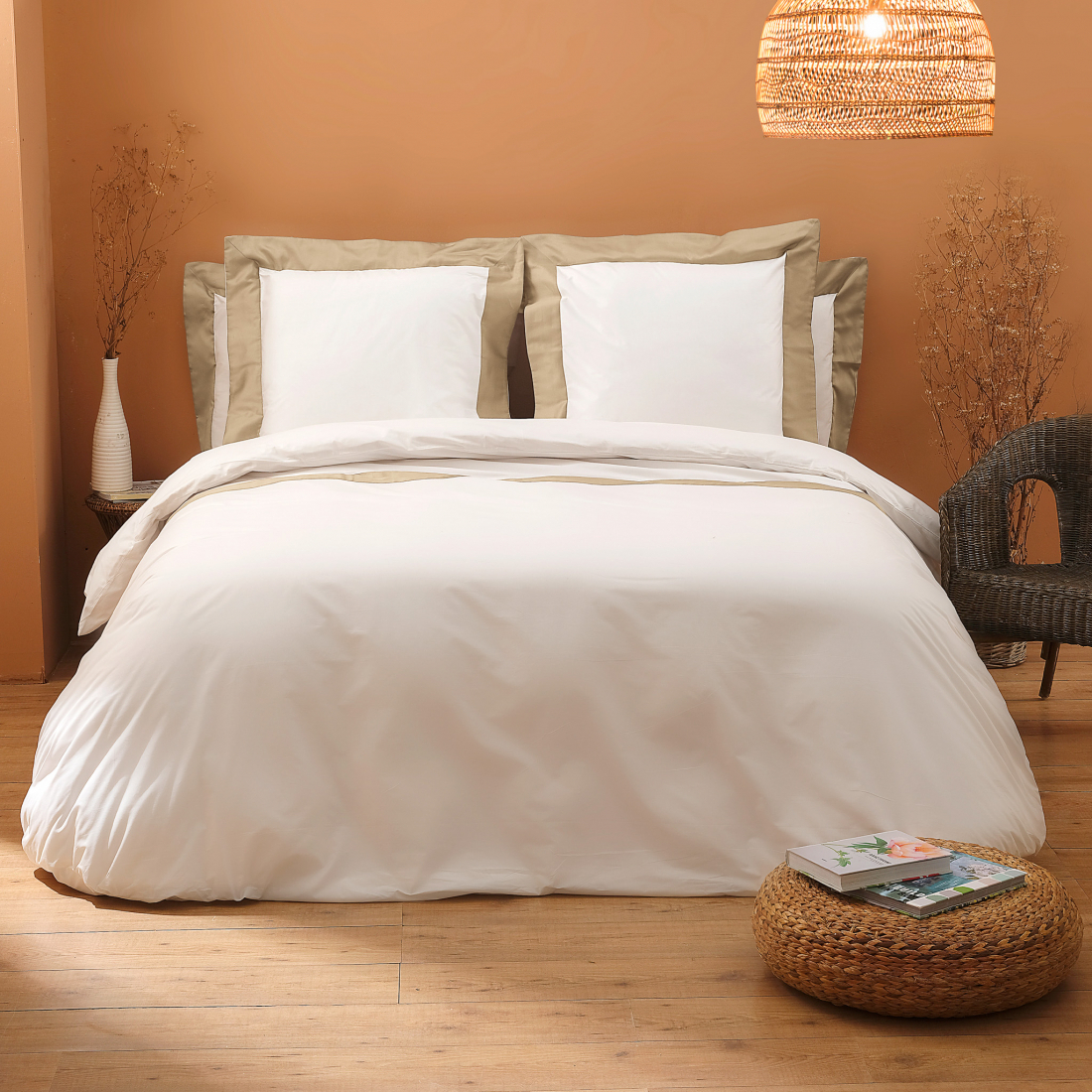 Sharon Beige King-Size Duvet Cover Set