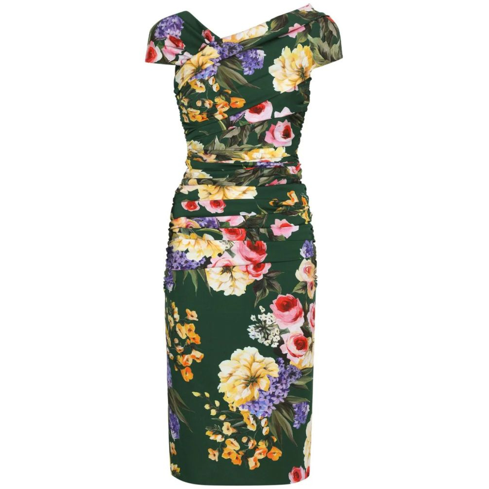 'Floral Ruched' Midi Kleid für Damen