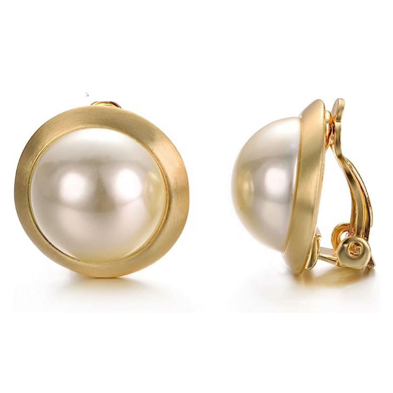Boucles d'oreilles à Clip 'Pearl Button' pour Femmes
