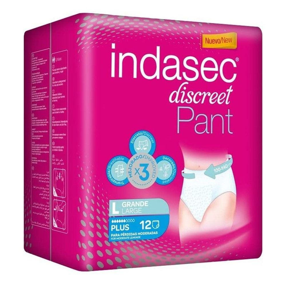 'Discreet' Absorbent Briefs - Plus Large 12 Pieces