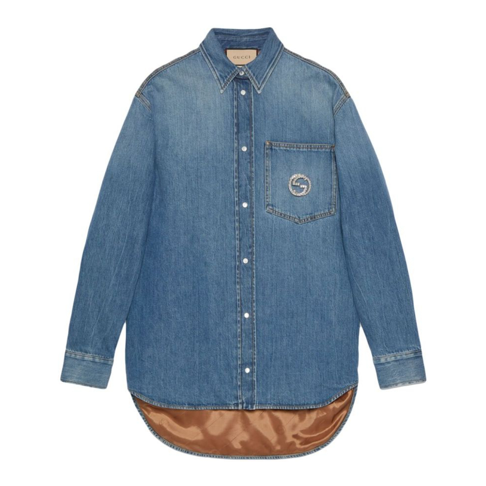 Veste en jeans 'Interlocking G' pour Femmes