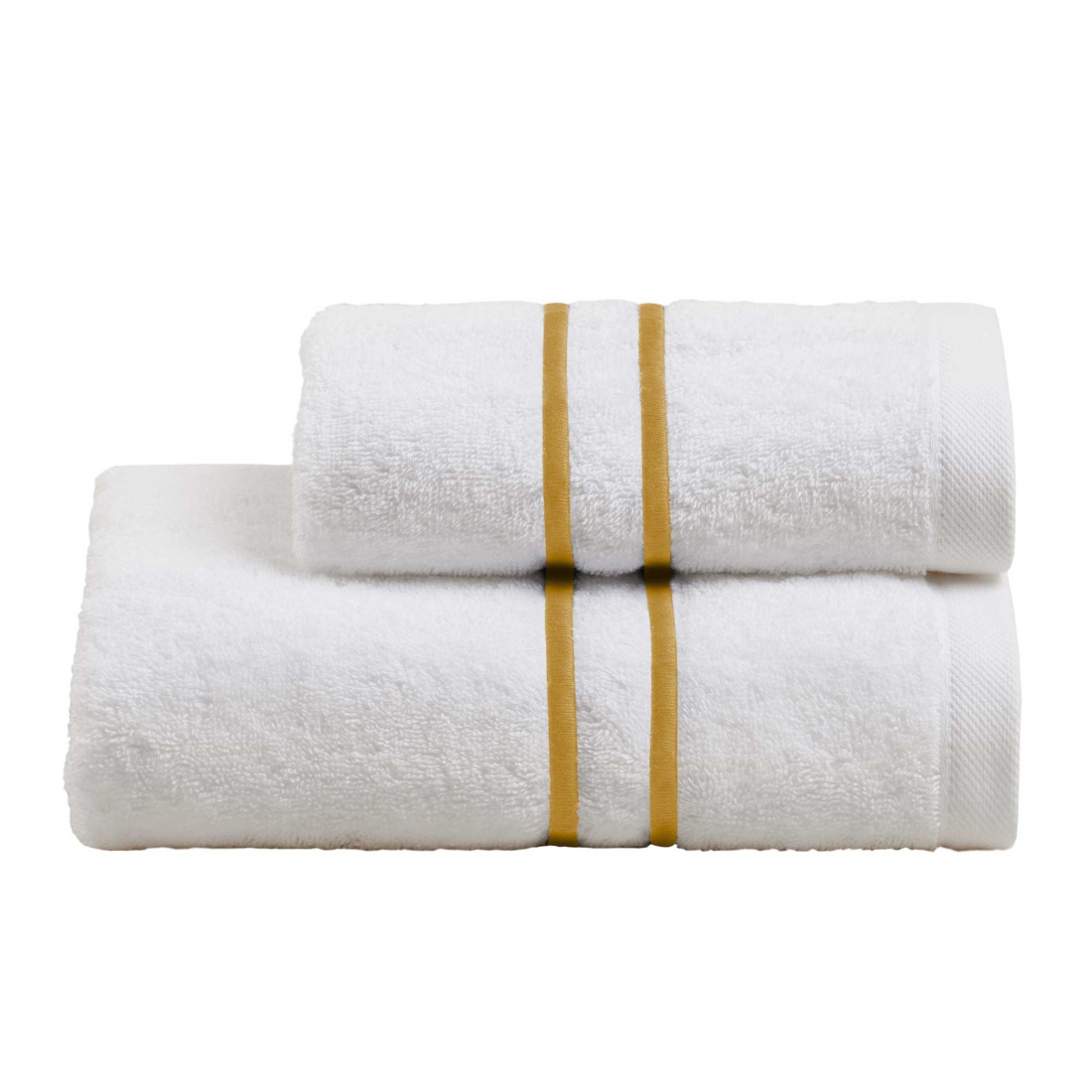 Double Hand And Guest Terry Towels Set, White/Bronze