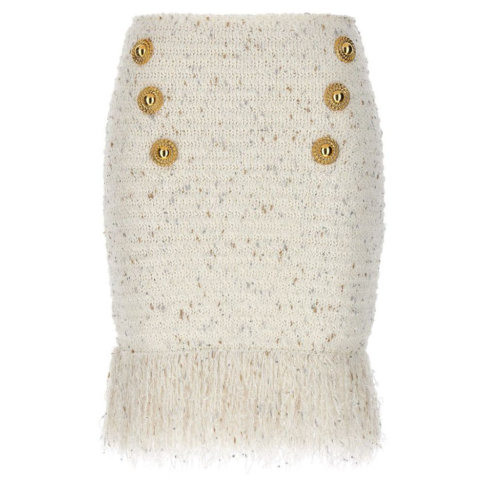 Jupe crayon '6-Buttons Fringed Tweed' pour Femmes