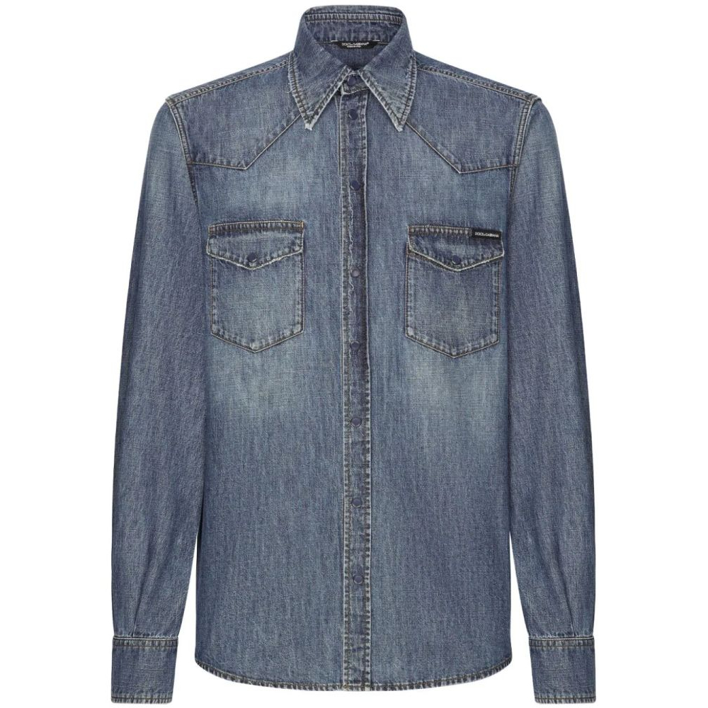 'Point-Collar' Denim-Hemd für Herren