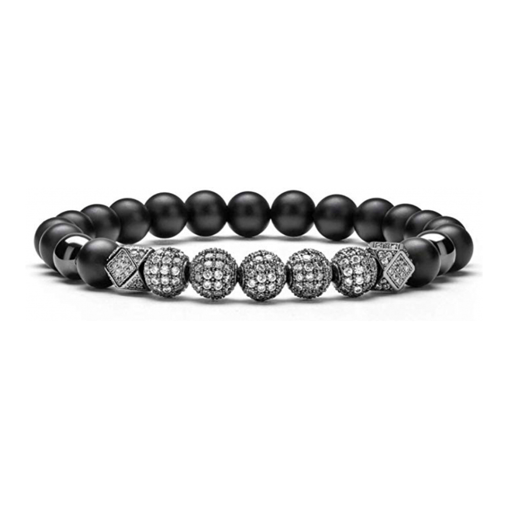 'Matte Onyx & Multi Cz' Armband für Herren