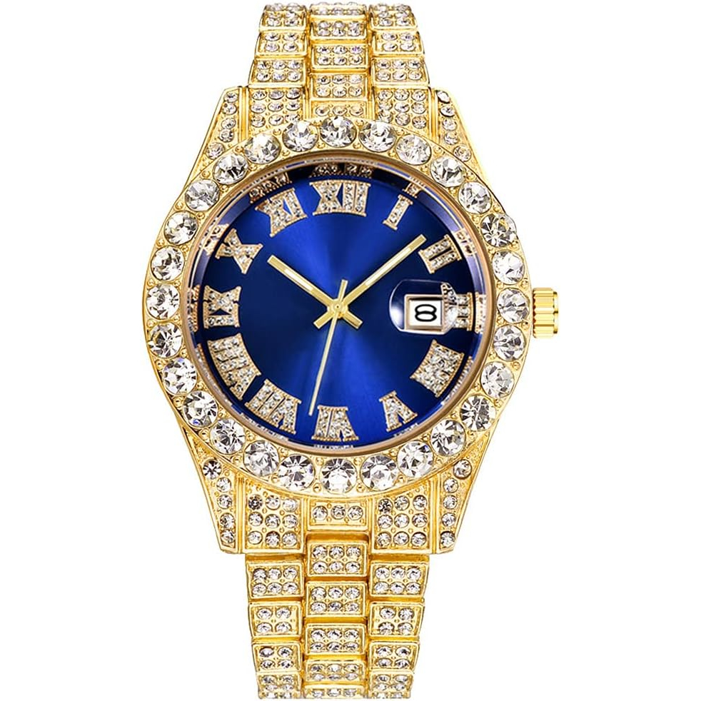Men's 'Embellished Blue Dial Watch' Watch