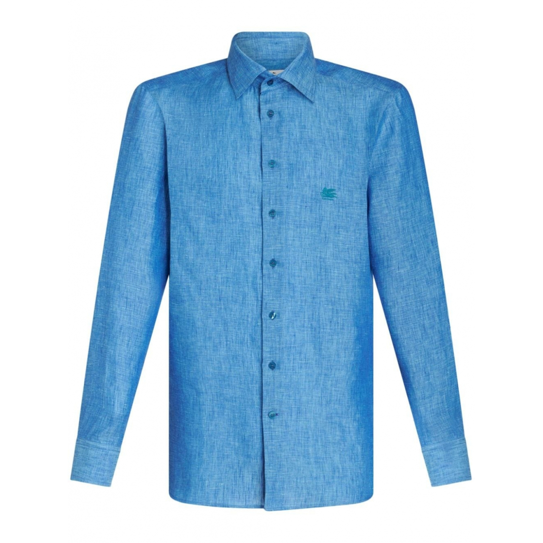 Men's 'Pegaso-Embroidered Mélange-Effect' Linen Shirt
