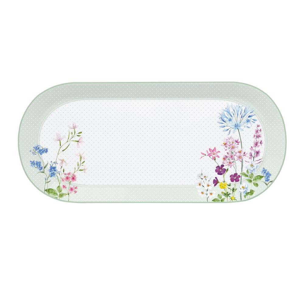 Ovale Servierplatte Aus Porzellan, 33,5 x 15 cm, In Farbbox Floraison