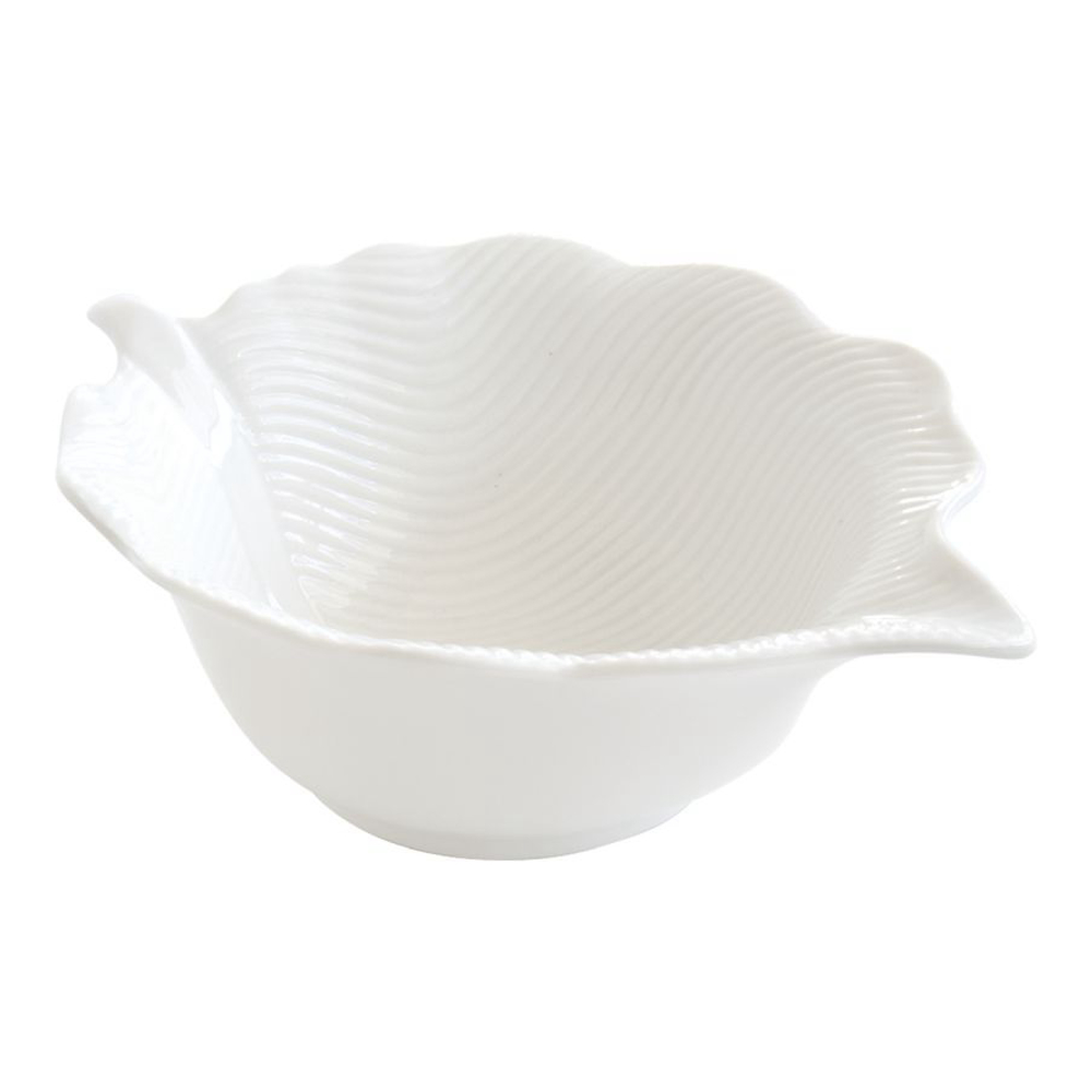 Bol En Porcelaine 21x16 cm En Forme De Feuille, Dans Une Boîte Couleur Blanc Feuilles