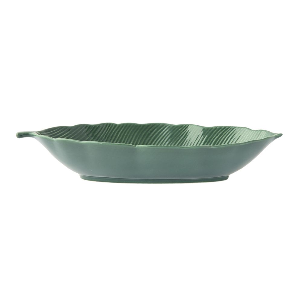 Bol En Porcelaine À Motif De Feuilles, 36 x 16 cm, Dans Une Boîte Couleur Vert Feuilles Tropicales