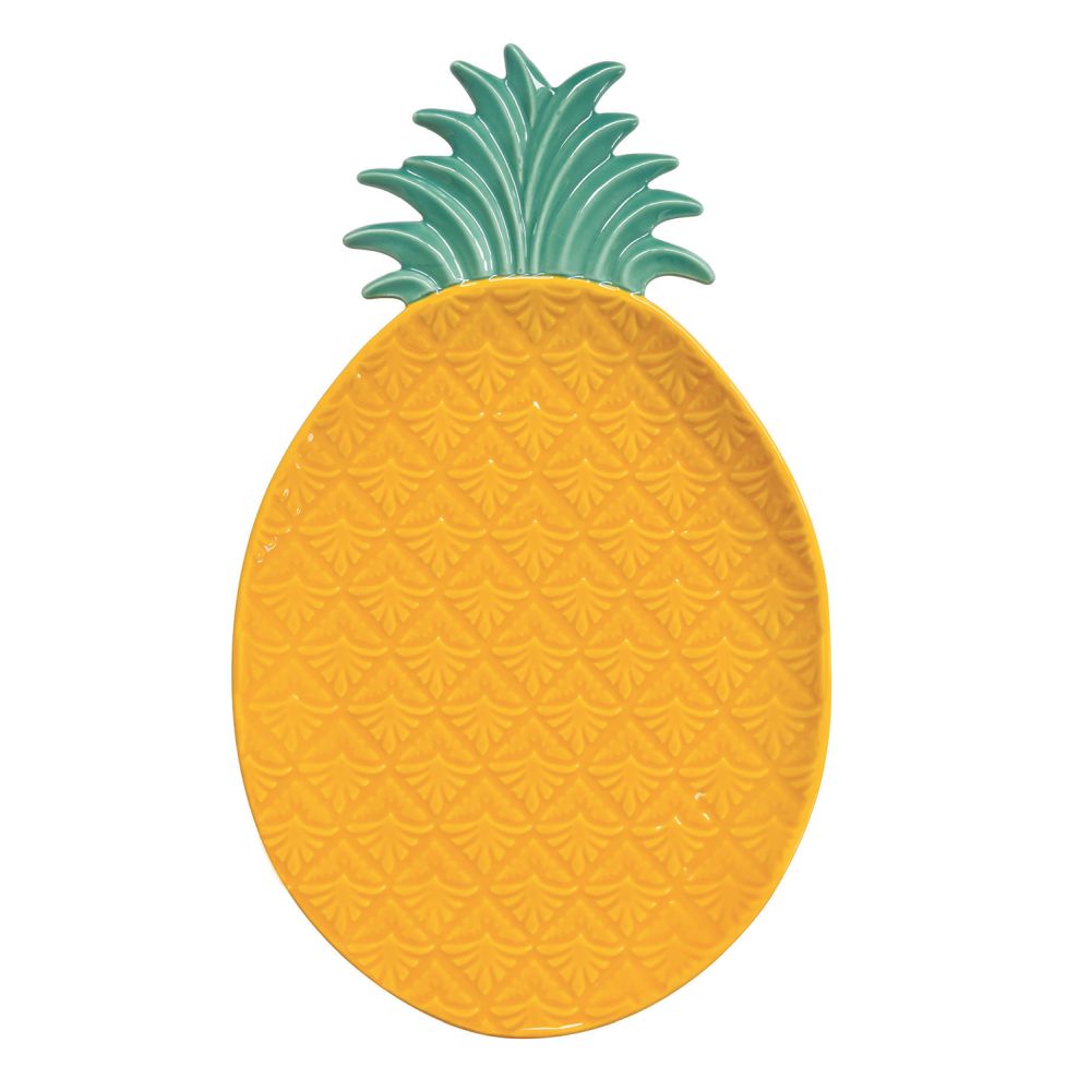 Pineapple-Shaped Plate 36x21.5 cm In Yellow-Green Color Box