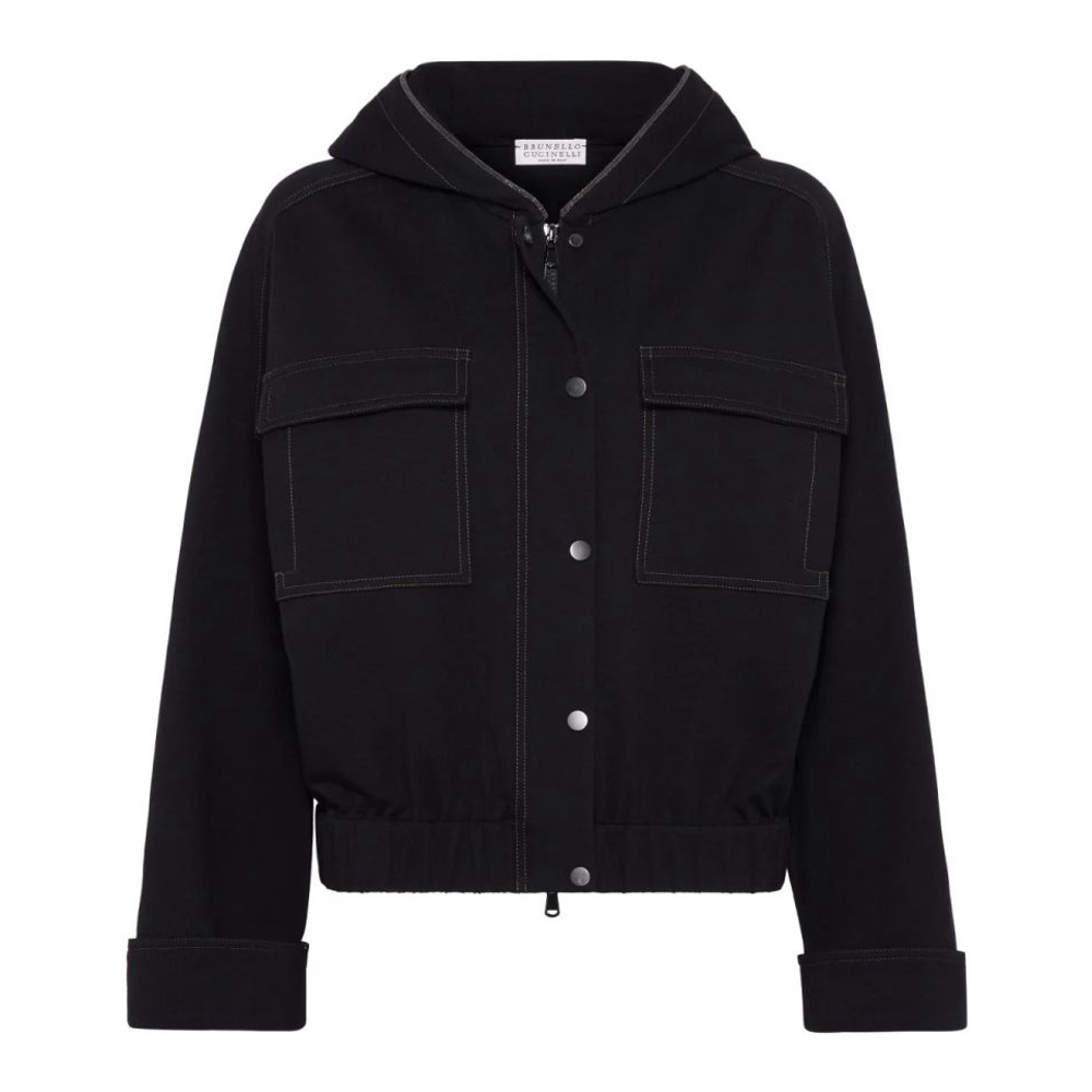 Women's 'Contrast-Stitching Hooded' Jacket