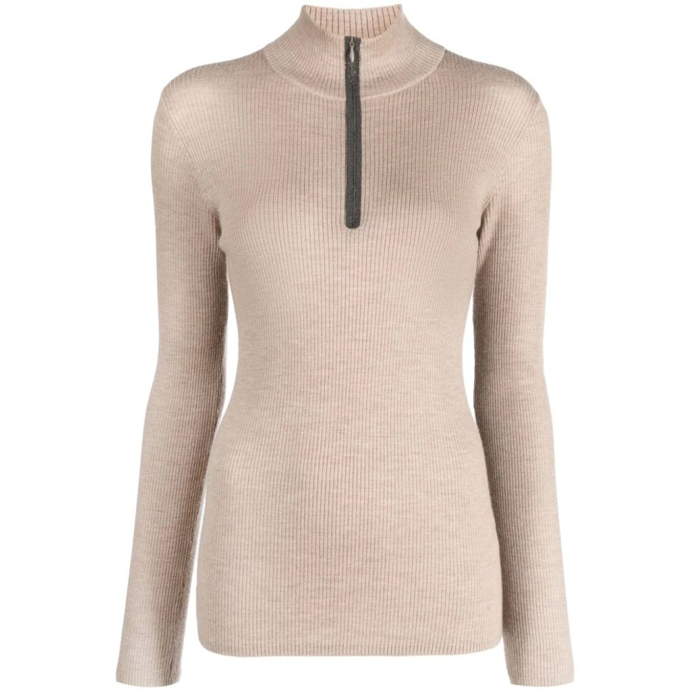 Pull 'Ribbed-Knit Zip-Up' pour Femmes